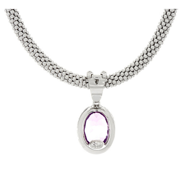 NEW 5.20ct AMETHYST PENDANT 20" NECKLACE Sterling Silver Italian Popcorn Chain - Picture 9 of 10